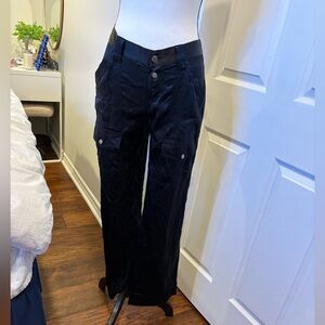 Joie 100% Silk Black Cargo Utility Pants Size 27